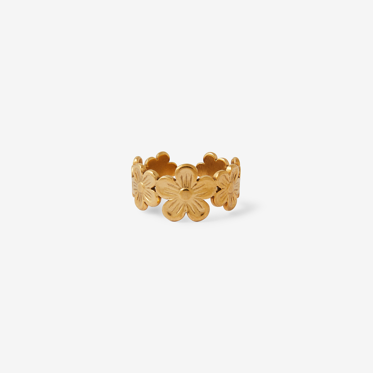 Bague fleur en acier inoxydable