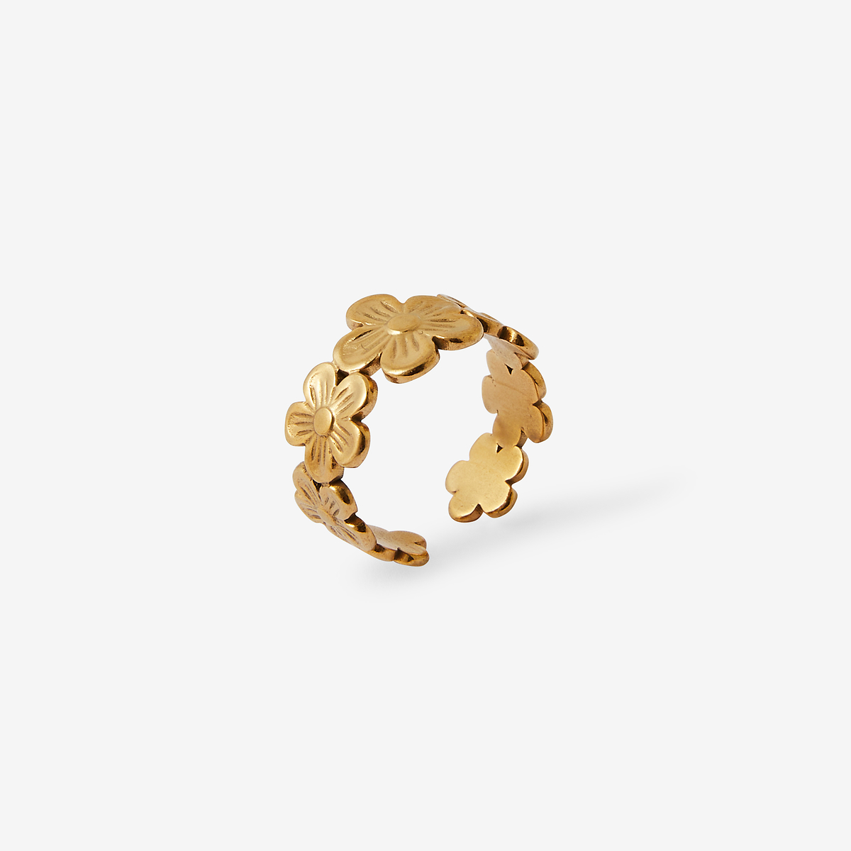 Bague fleur en acier inoxydable