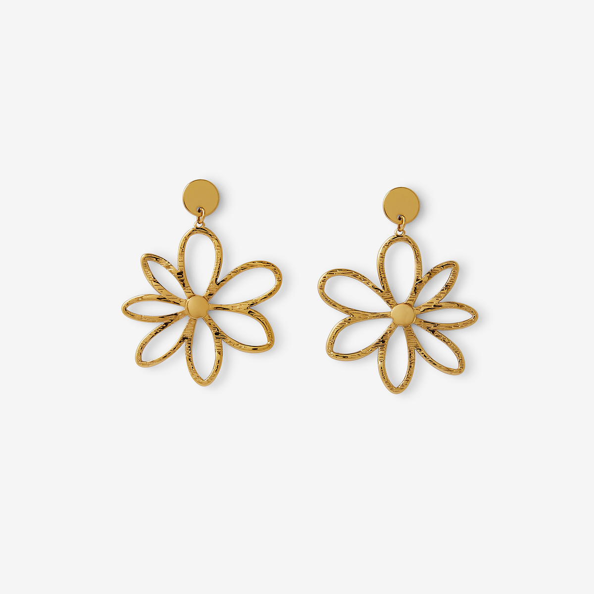 Boucles d'oreilles pendantes fleurs acier inoxydable