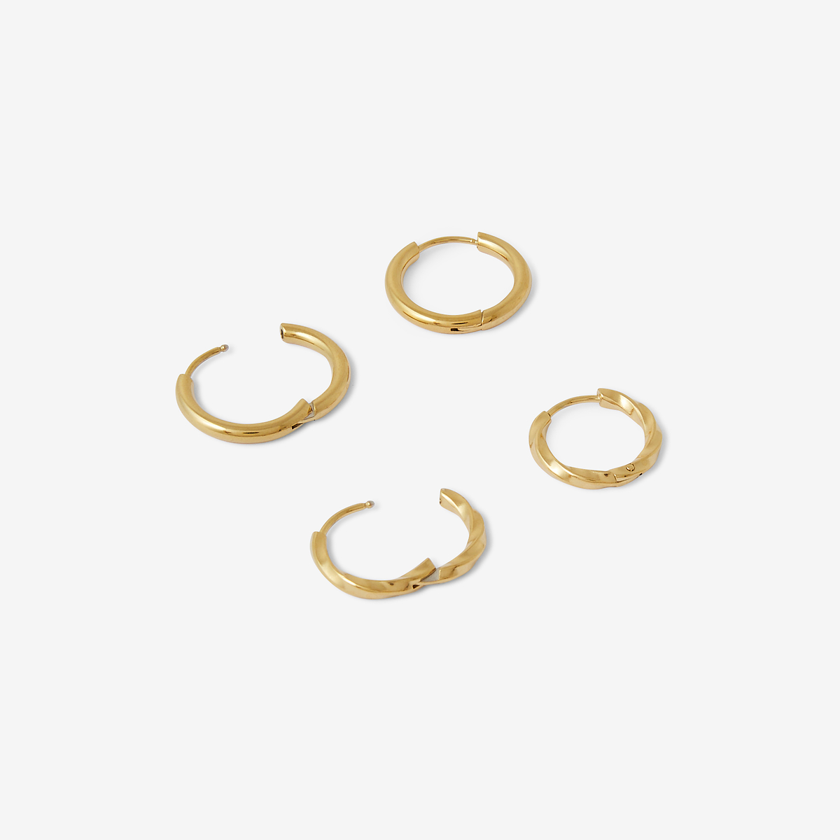 Set x2 paires de petites créoles acier inoxydable