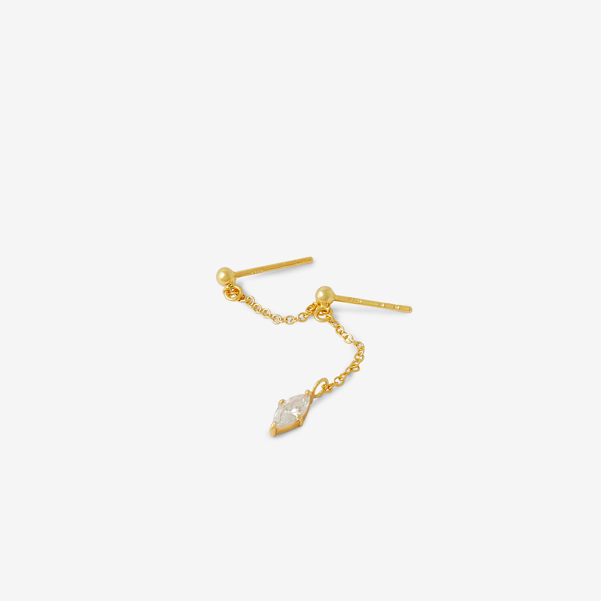 Bijoux d'oreilles 2 puces chaine avec zircon - argent garanti 925