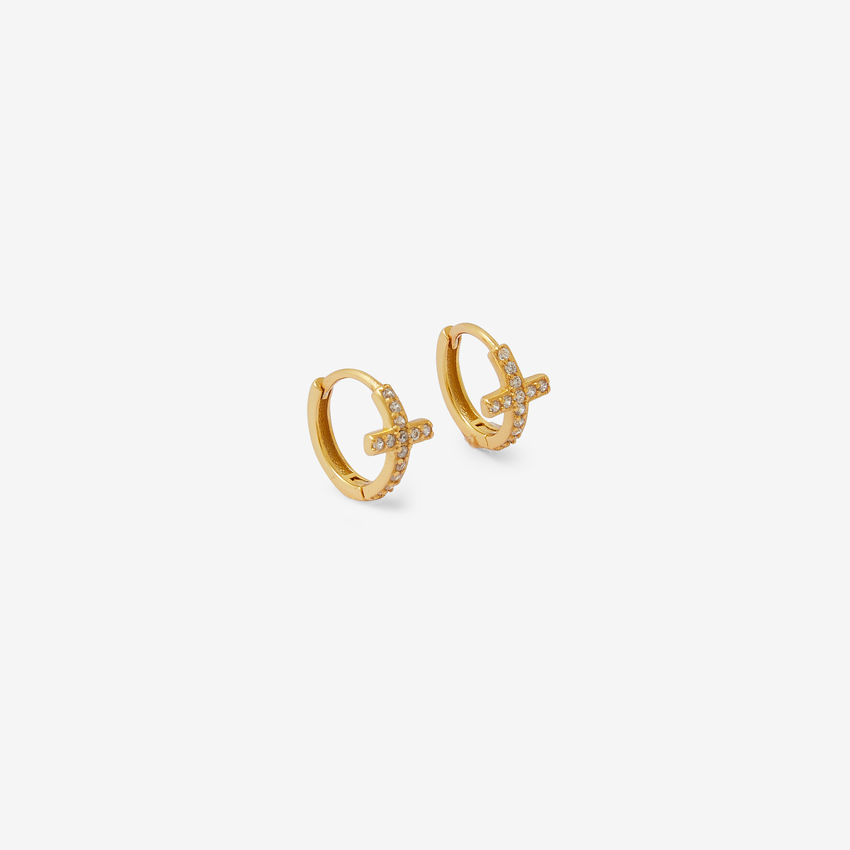 Petites créoles croix en zircon - argent garanti 925