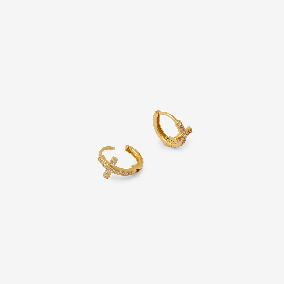 Petites créoles croix en zircon - argent garanti 925