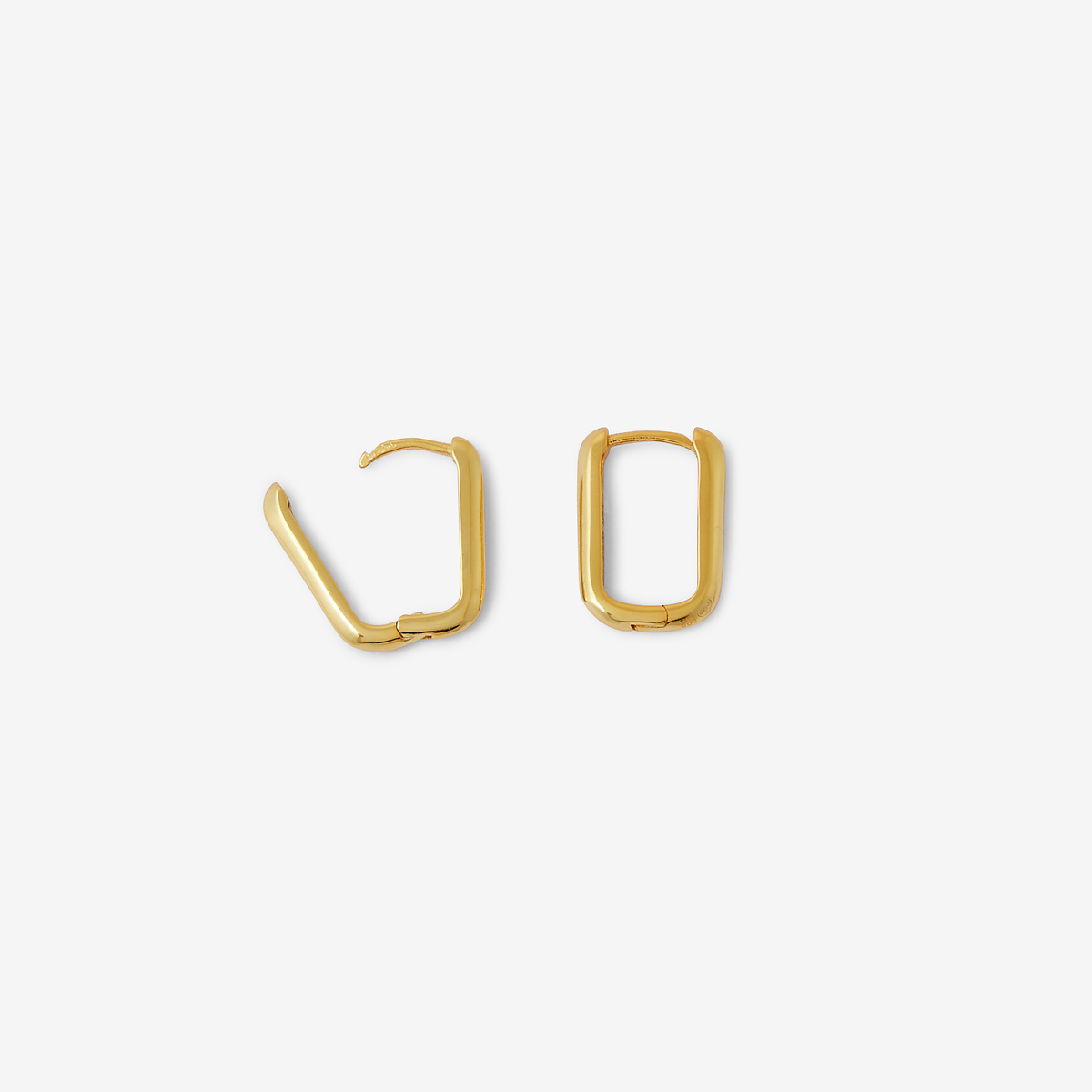 Créoles rectangulaires dorées - argent garanti 925