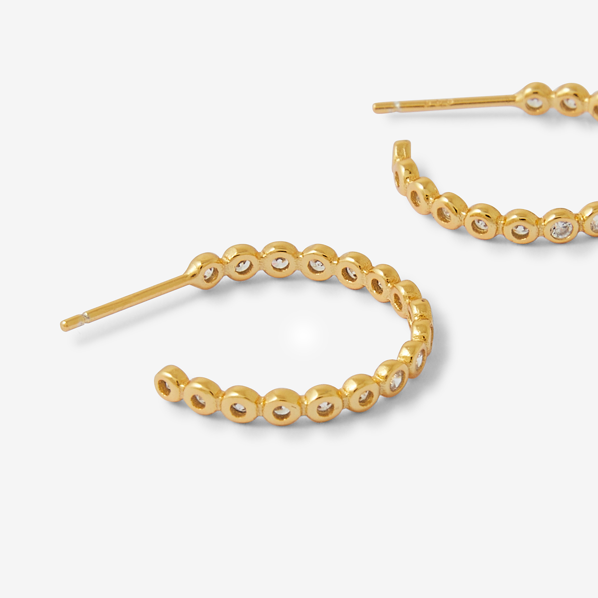 Créoles avec zircon - argent garanti 925 doré