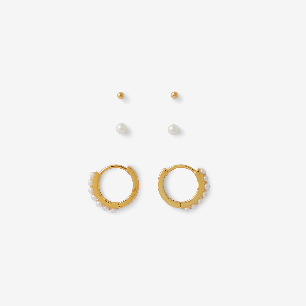 Set 3 paires de boucles d'oreilles - argent garanti 925 doré
