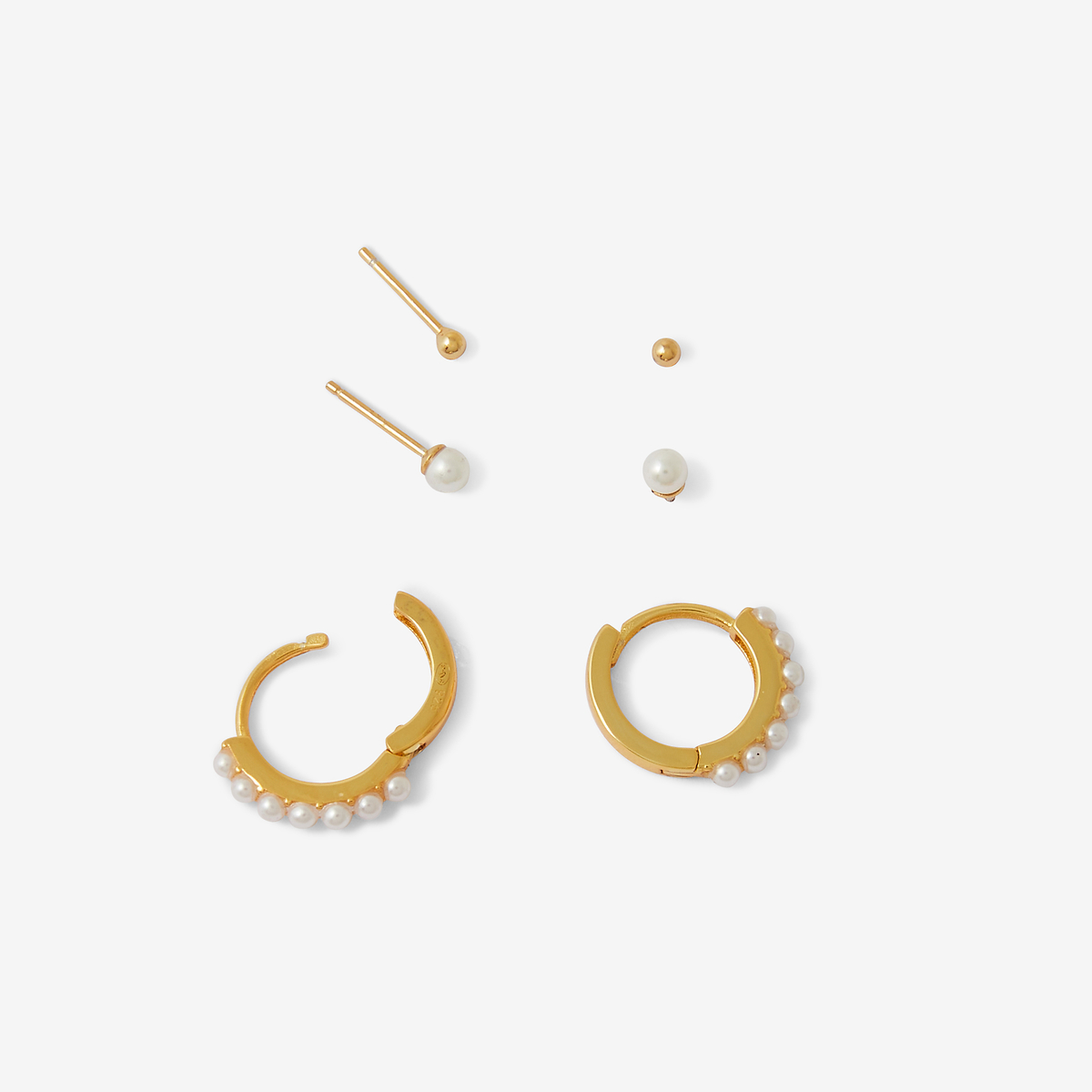 Set 3 paires de boucles d'oreilles - argent garanti 925 doré