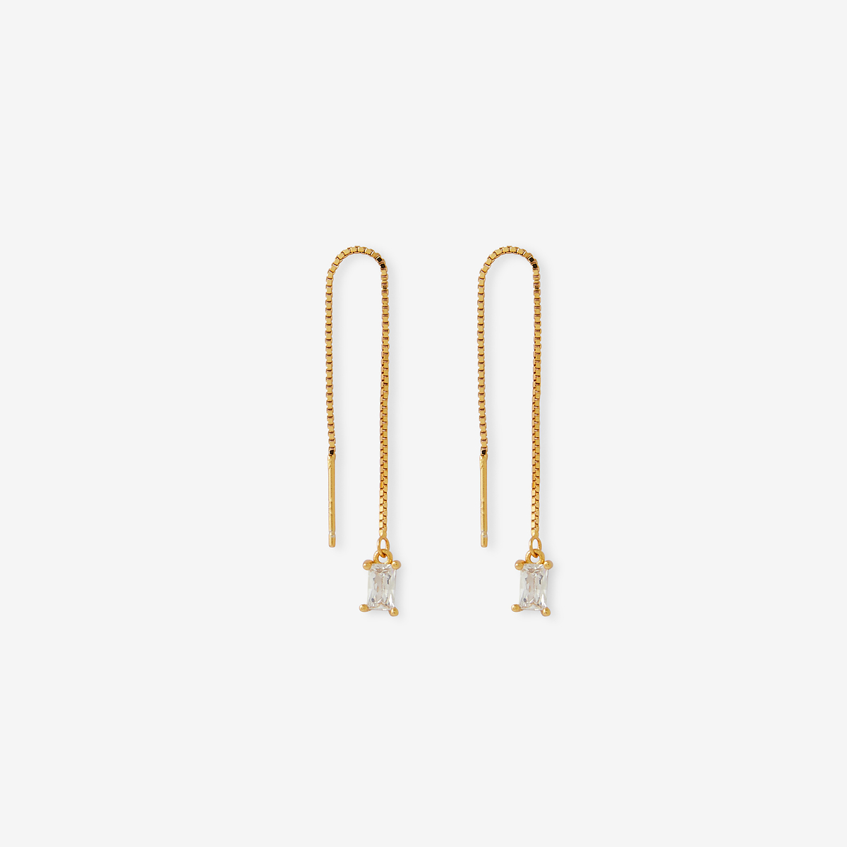 Boucles d'oreilles chaine avec zircon - argent garanti 925 doré