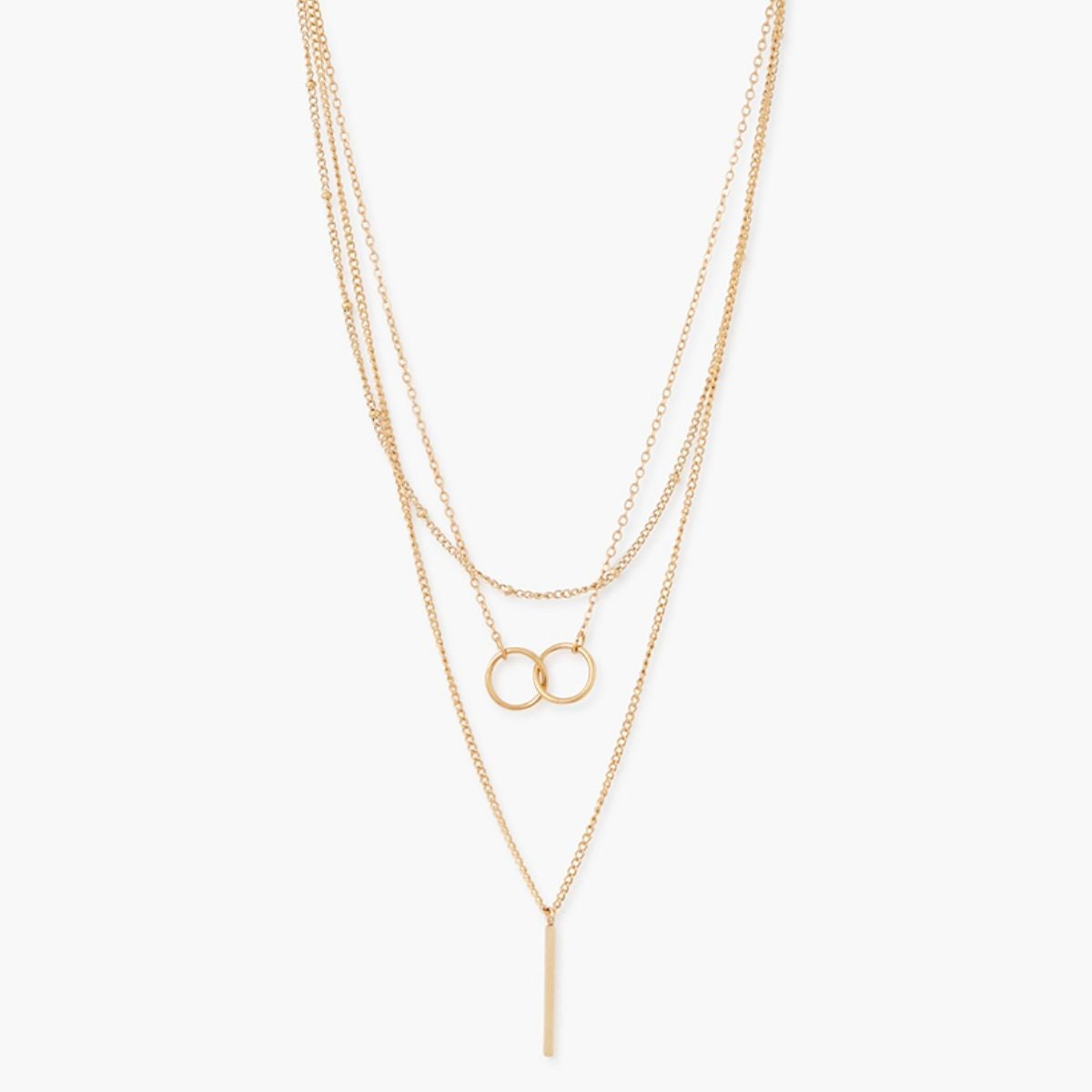 Collier 3 rangs en acier inoxydable doré