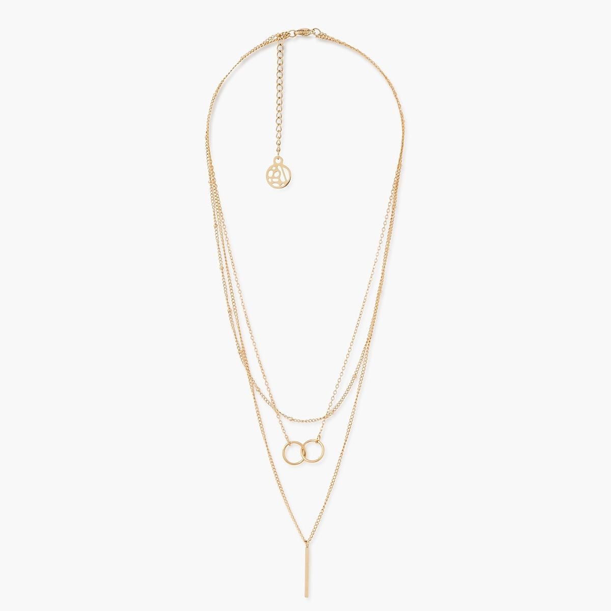 Collier 3 rangs en acier inoxydable doré