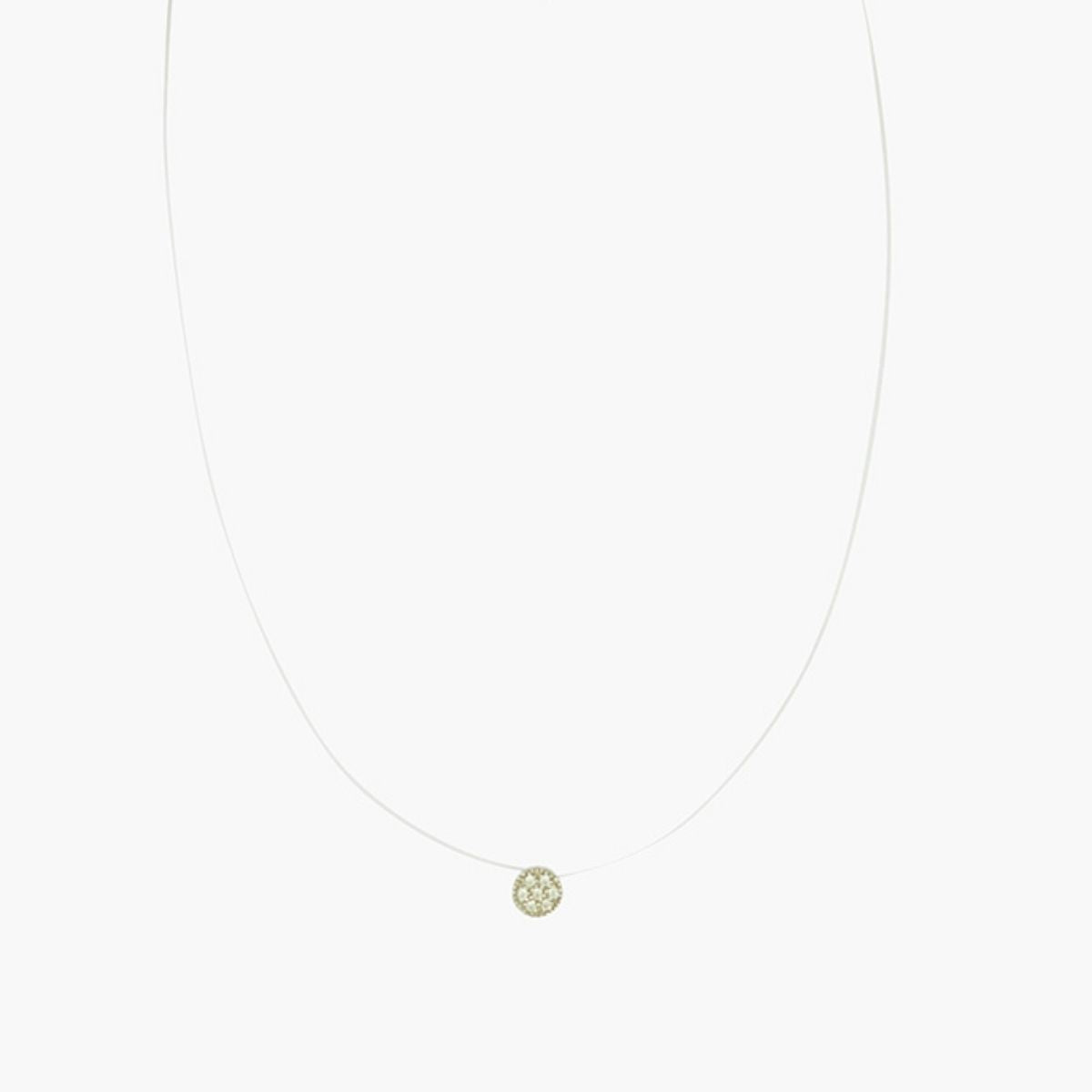 Collier nylon à pendentif de zircon et Argent Garanti 925