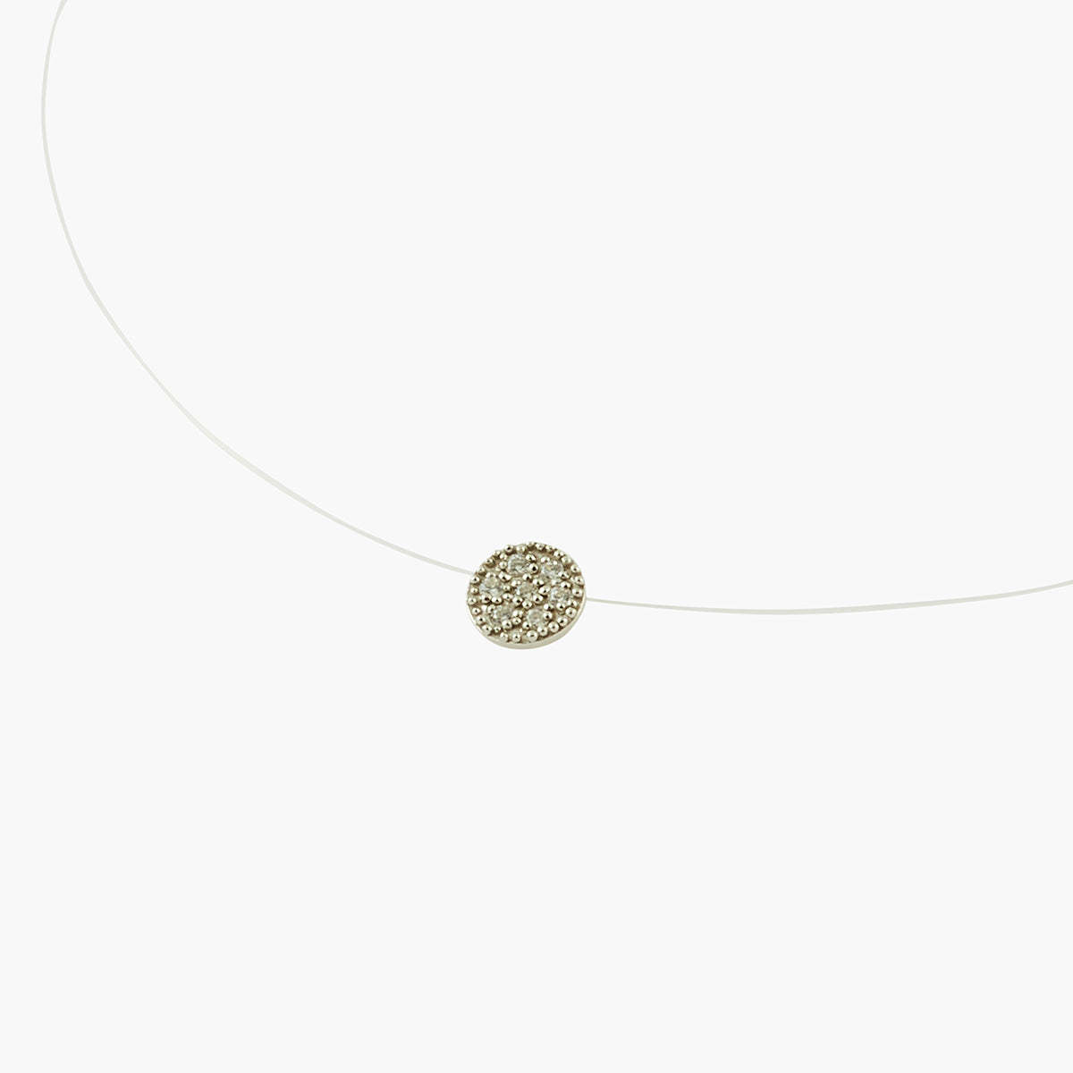 Collier nylon à pendentif de zircon et Argent Garanti 925