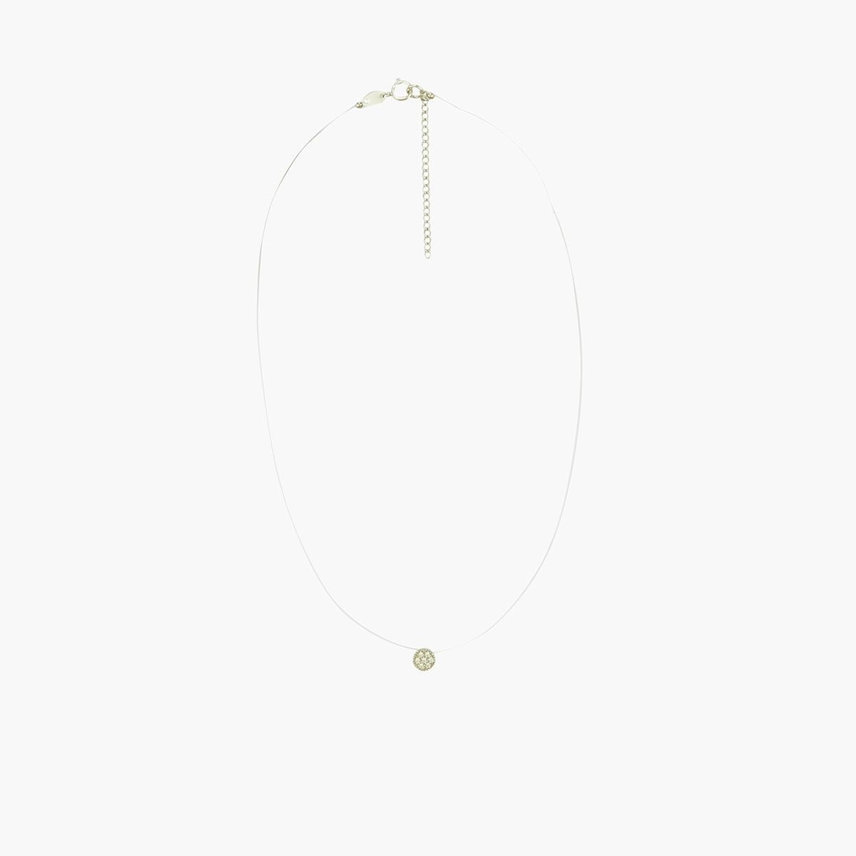 Collier nylon à pendentif de zircon et Argent Garanti 925