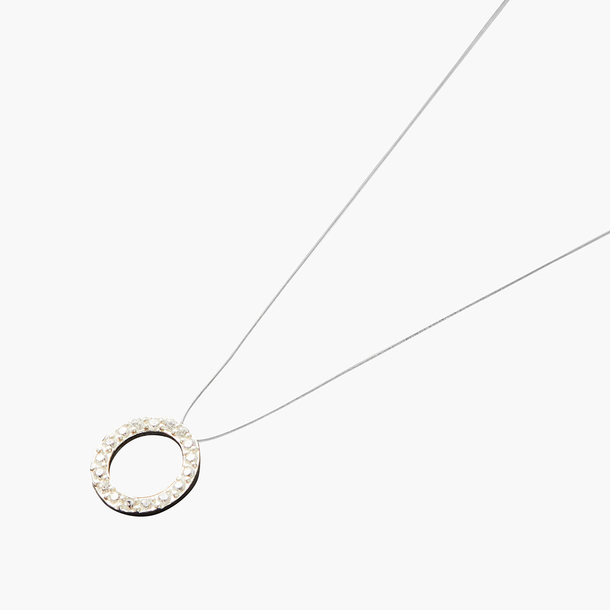 Collier pendentif anneaux de zircon - argent garanti 925