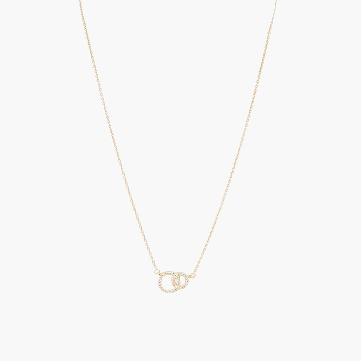 Collier pendentif double anneaux zircon - argent 925 doré