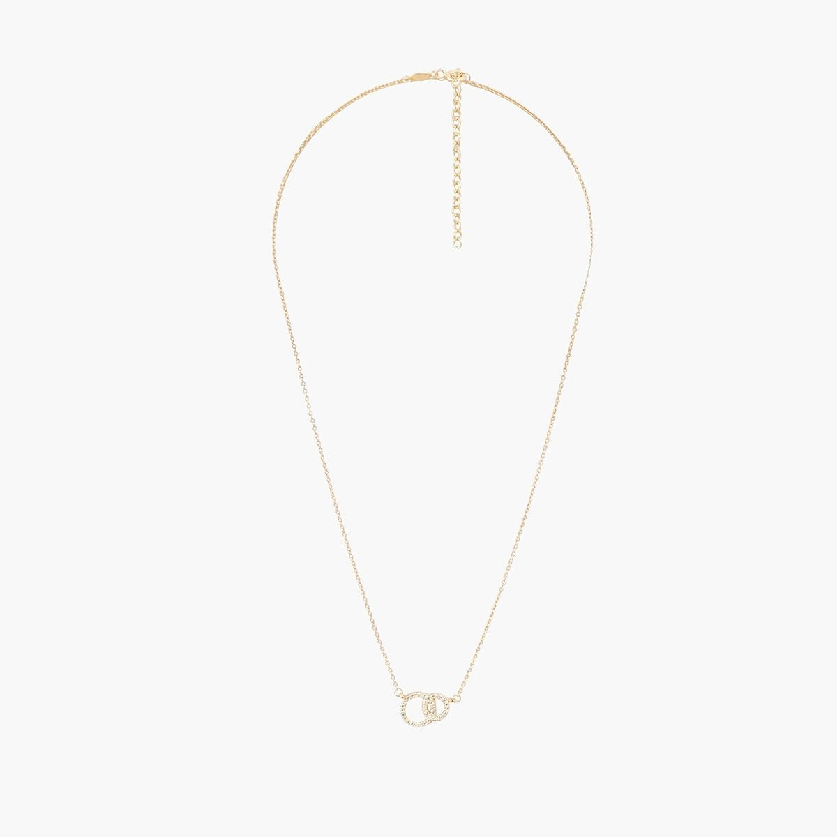 Collier pendentif double anneaux zircon - argent 925 doré