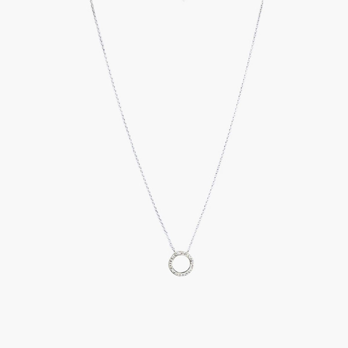 Collier chaîne fine à pendentif argent garanti 925 et anneau strassé