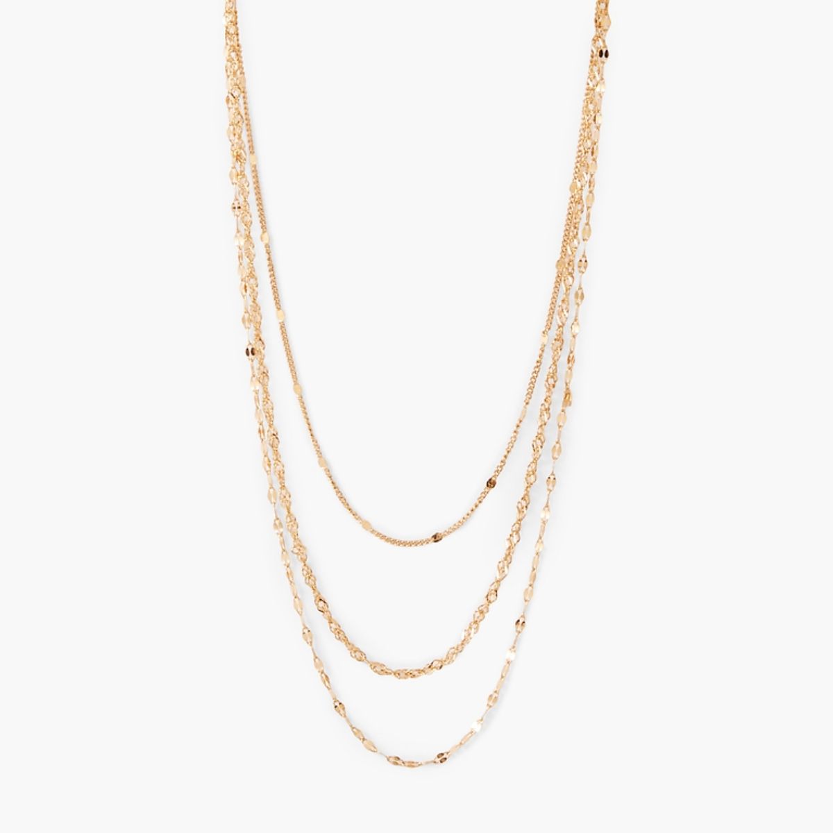 Collier 3 rangs chaînes assorties acier inoxydable doré