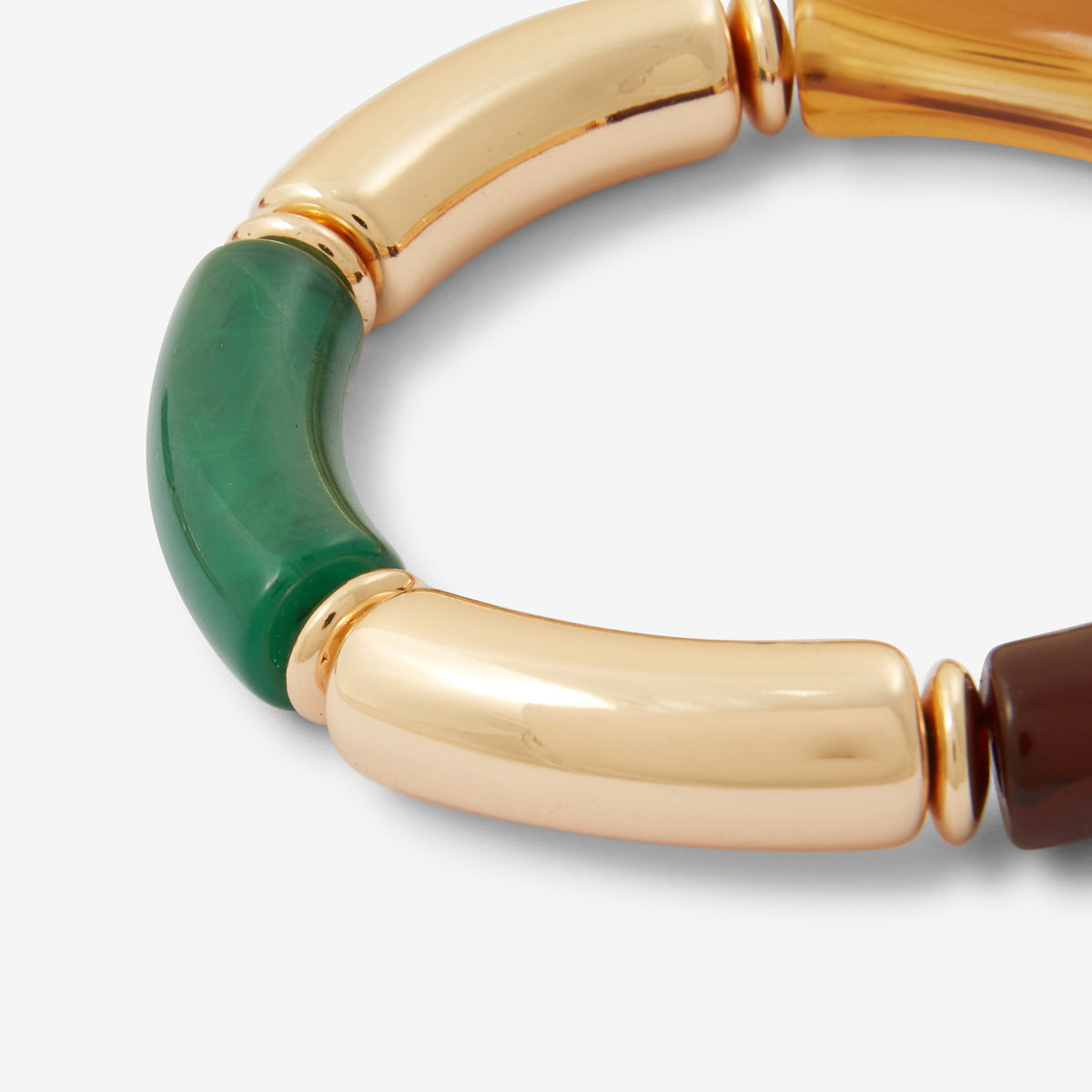 Bracelet tubes en résine marron et vert