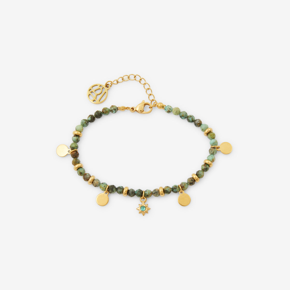 Bracelet acier inoxydable avec pierres vertes