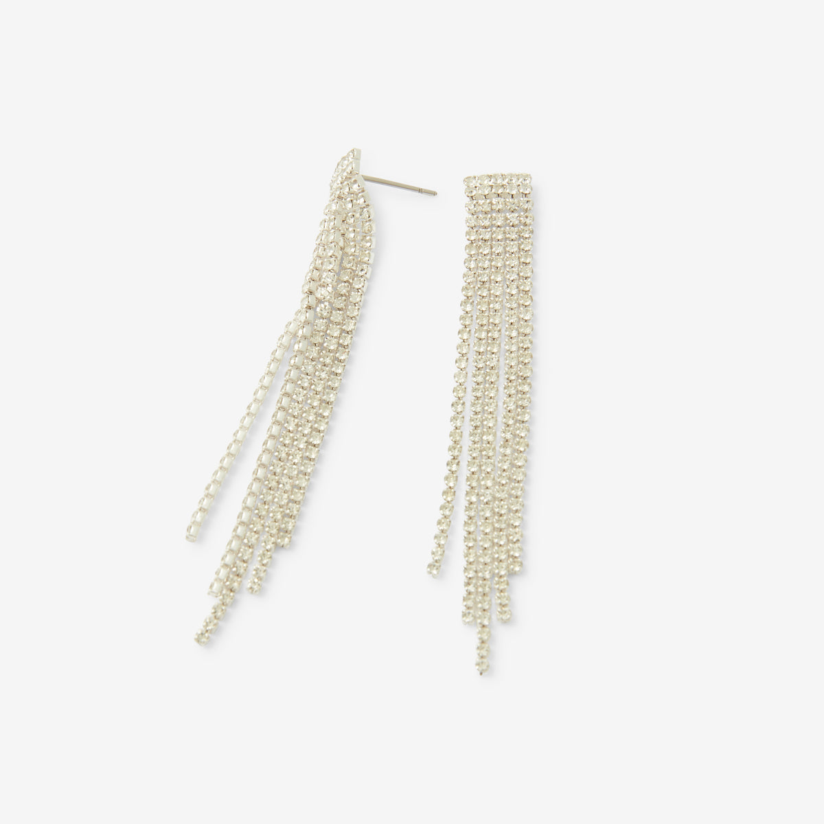 Boucles d'oreilles longues à strass argentées