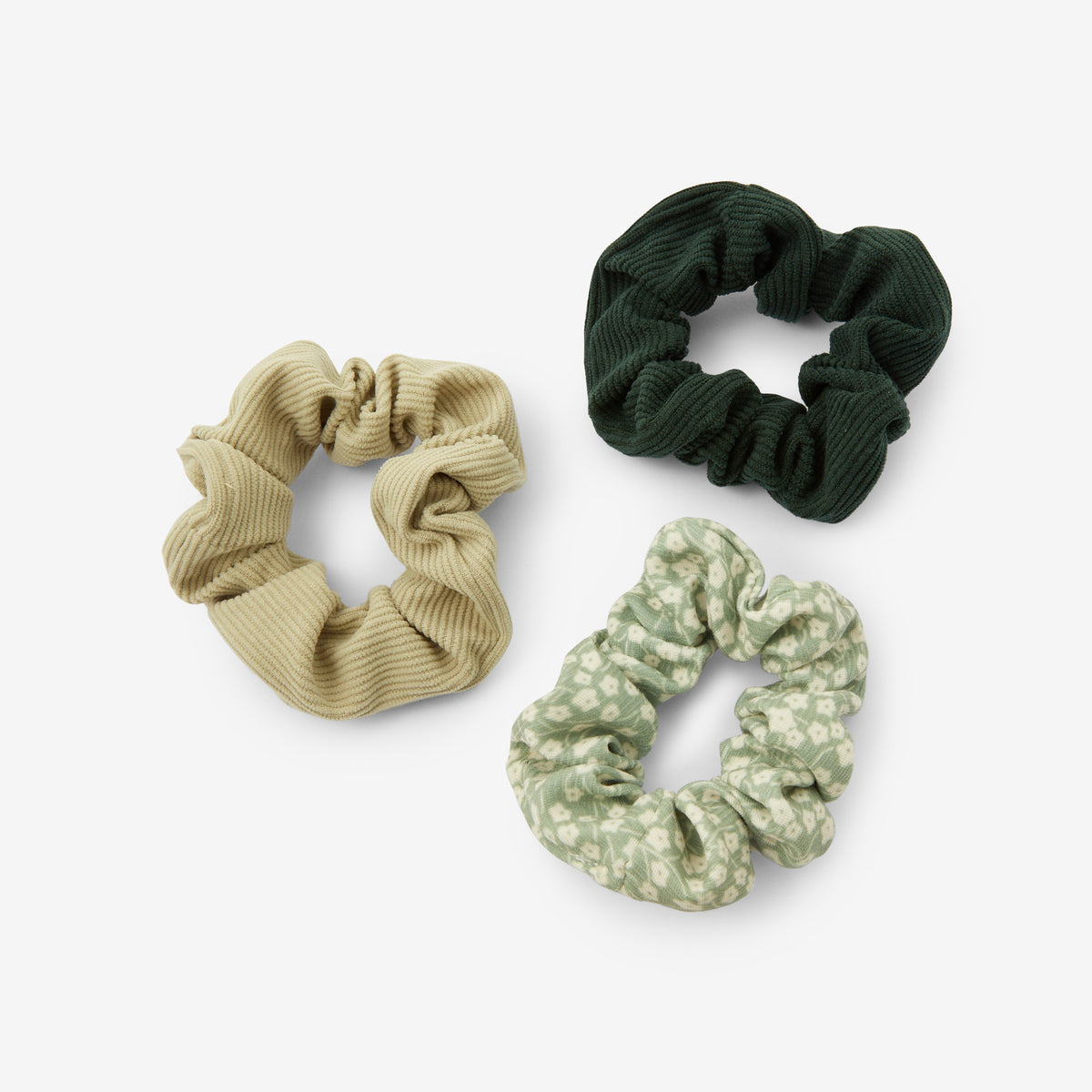 Set de 3 chouchous assortis fleurs et unis