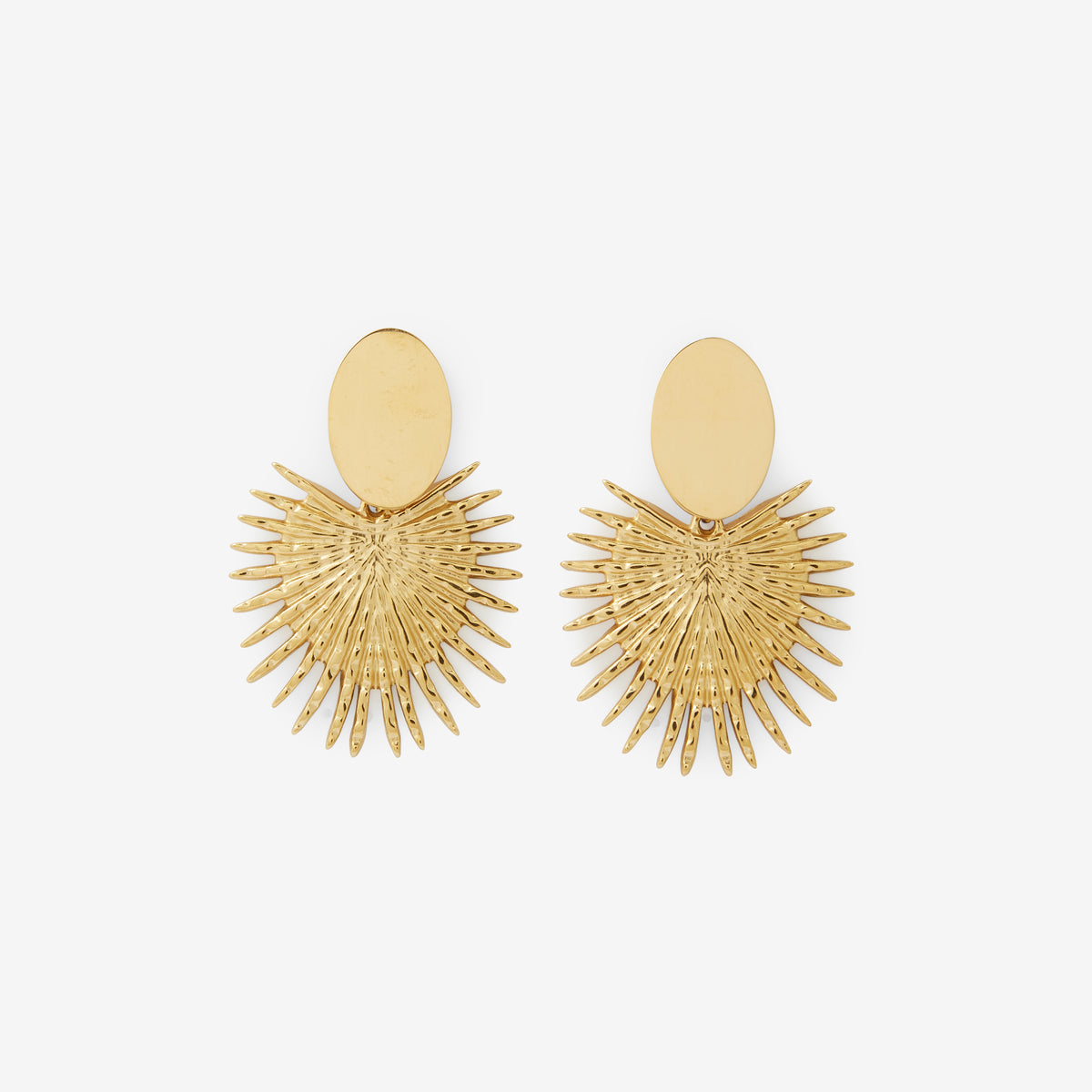 Boucles d'oreilles piécette effet soleil acier inoxydable