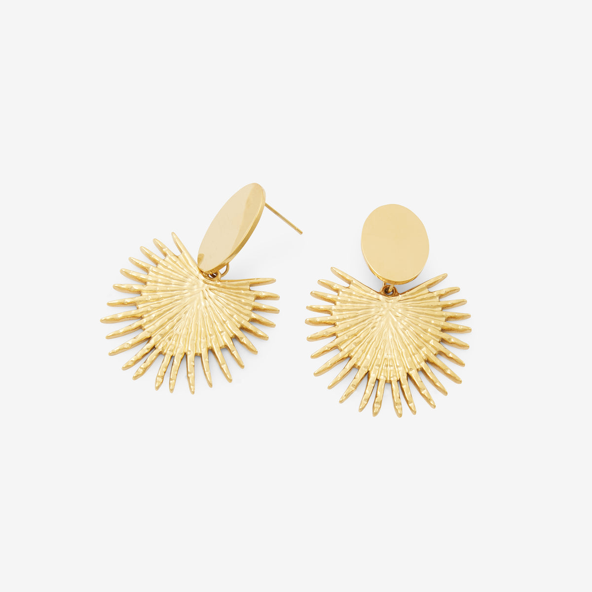 Boucles d'oreilles piécette effet soleil acier inoxydable