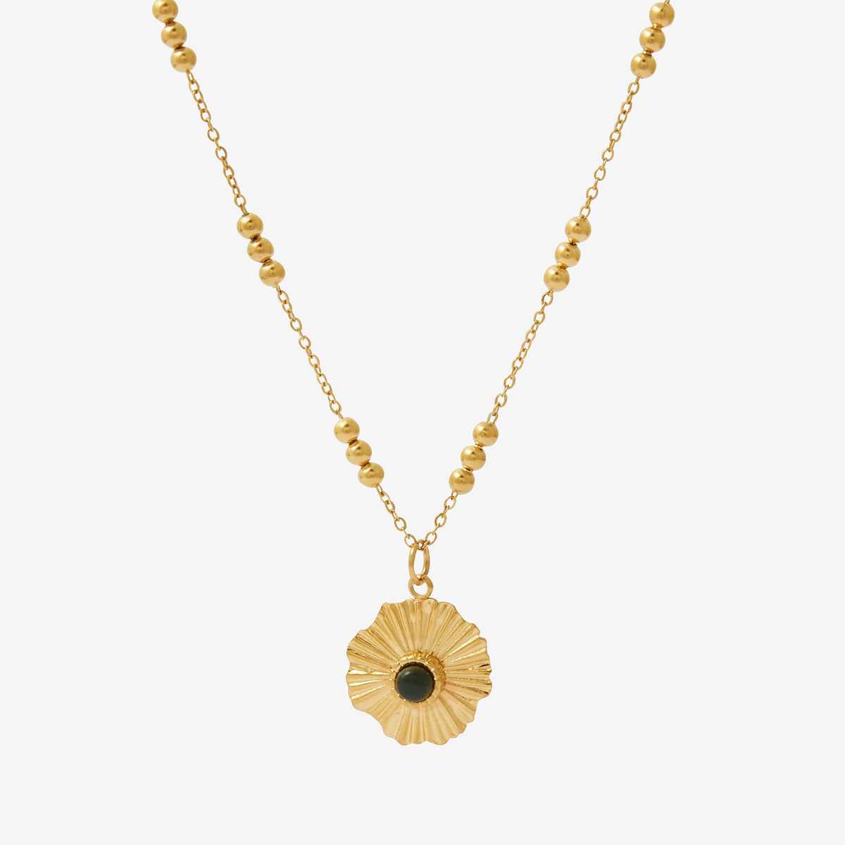 Collier médaillons et pierre acier inoxydable