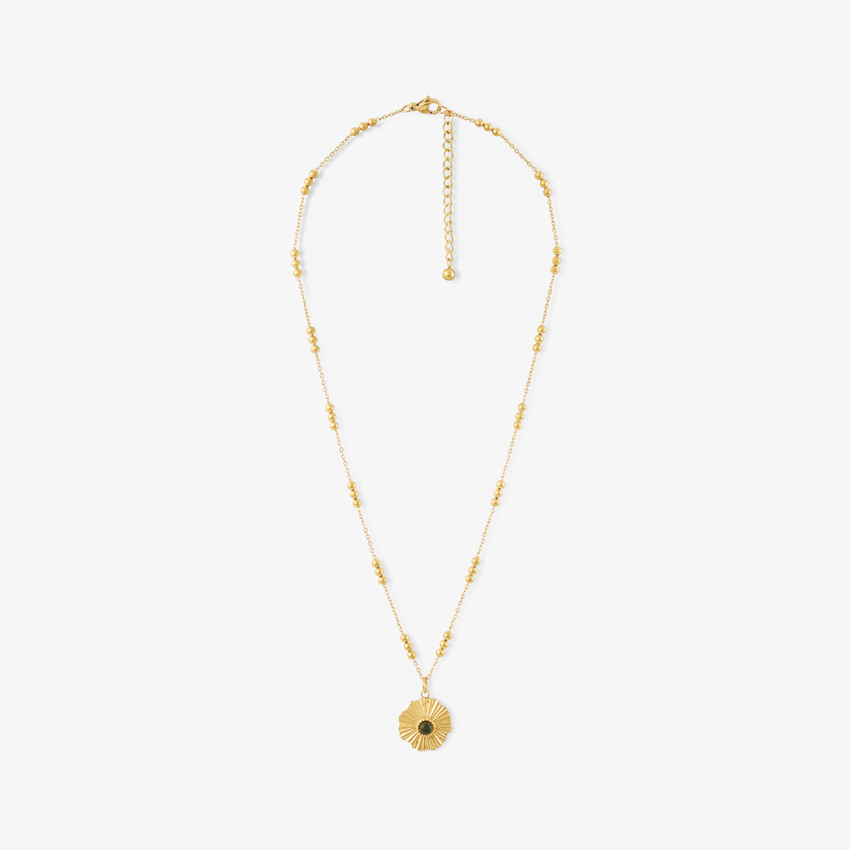 Collier médaillons et pierre acier inoxydable