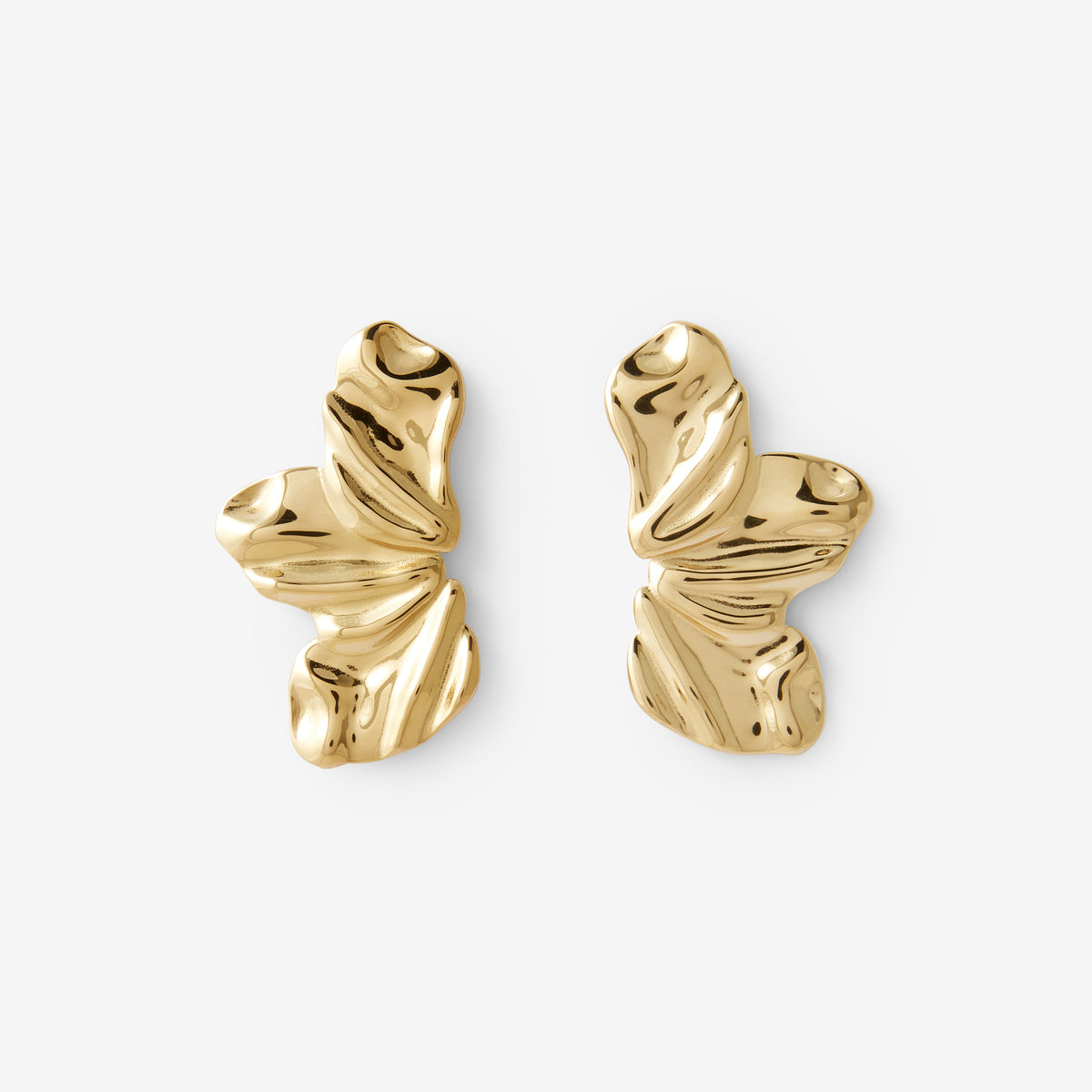 Boucles d'oreilles demi-feuilles dorées acier inoxydable