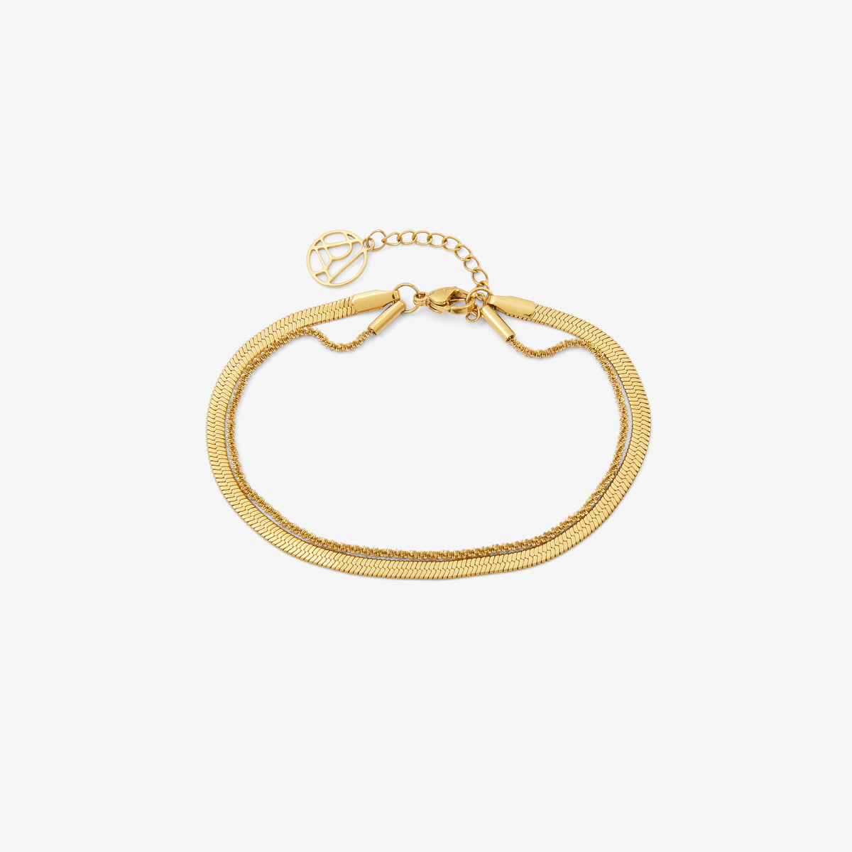 Bracelet 2 rangs chaine miroir acier inoxydable