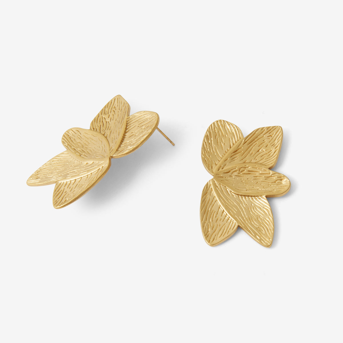 Boucles d'oreilles demi-feuilles dorées acier inoxydable