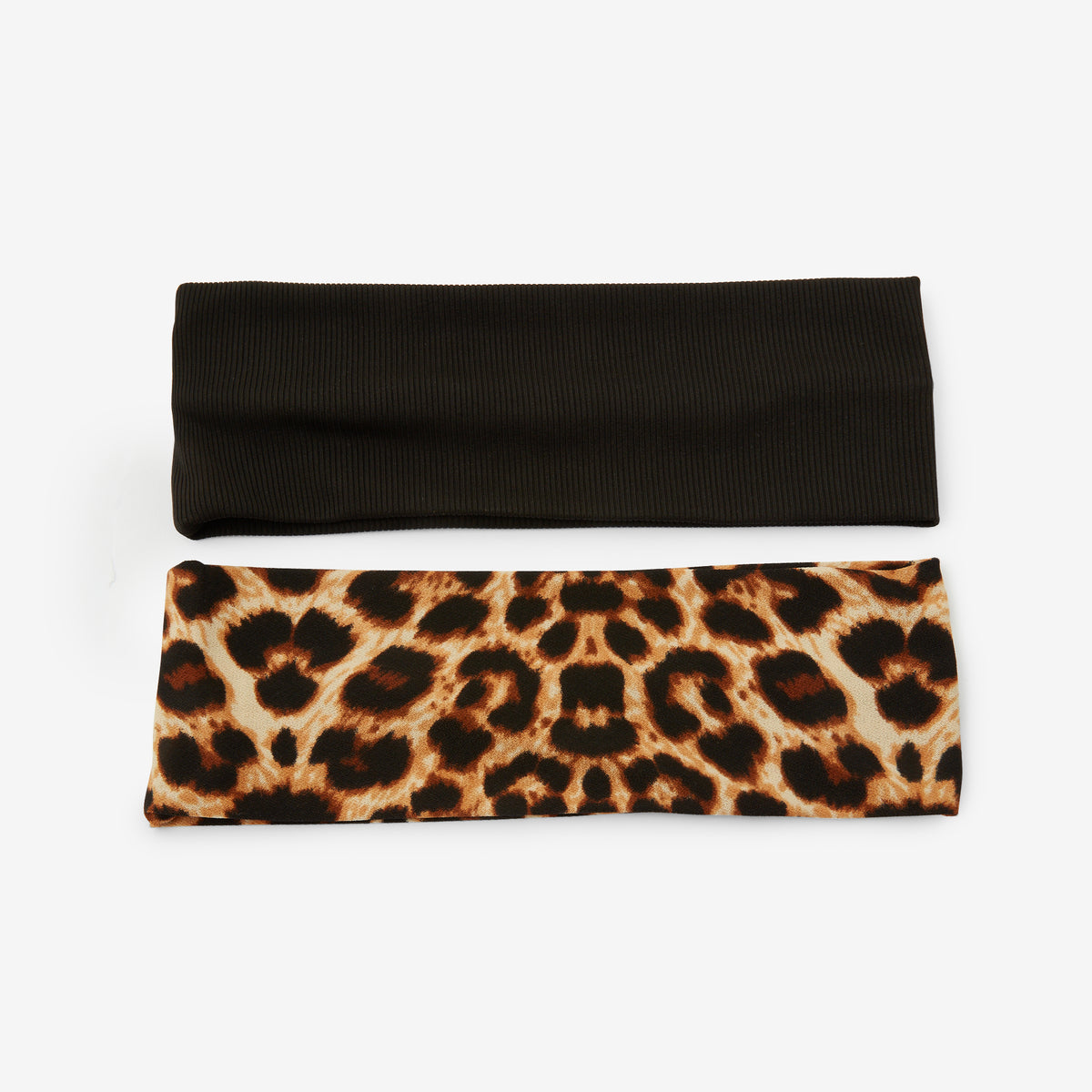 Bandeaux cheveux x2 uni noir et à motif léopard
