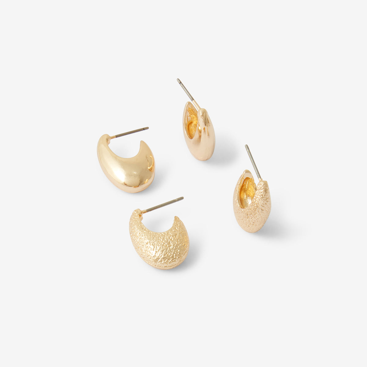 Set x2 petites créoles gouttes lisses et sablées