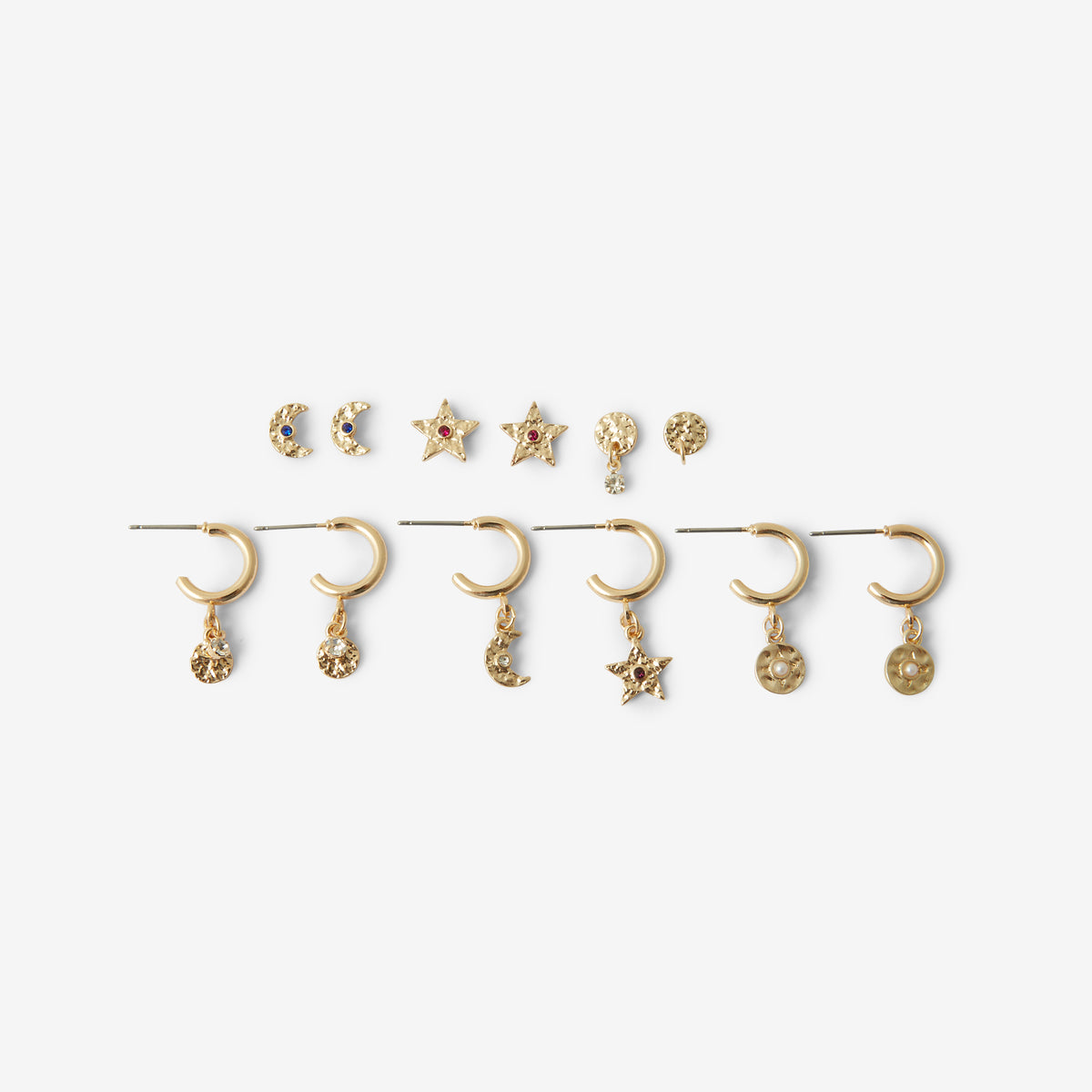 Set 6 paires de boucles d'oreilles fantaisie