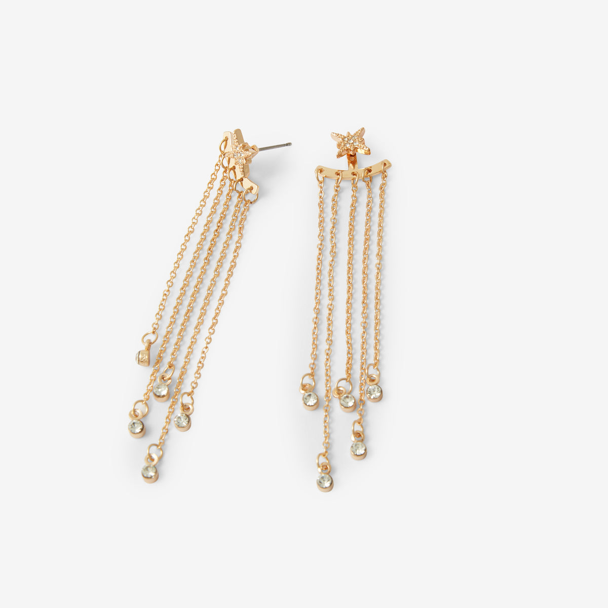 Boucles d'oreilles longues chaîne à strass