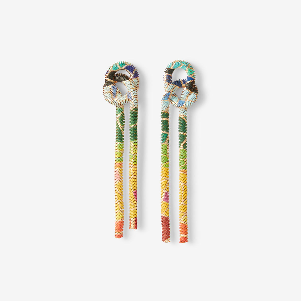 Boucles d'oreilles chaines nouées imprimées mosaïque Balagane