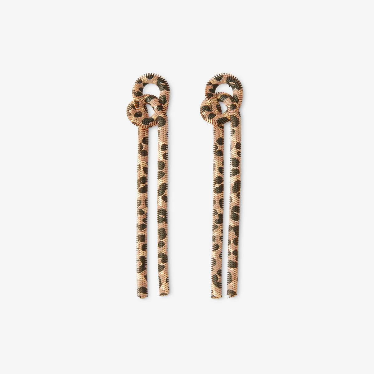 Boucles d'oreilles chaines nouées imprimées léopard Balagane