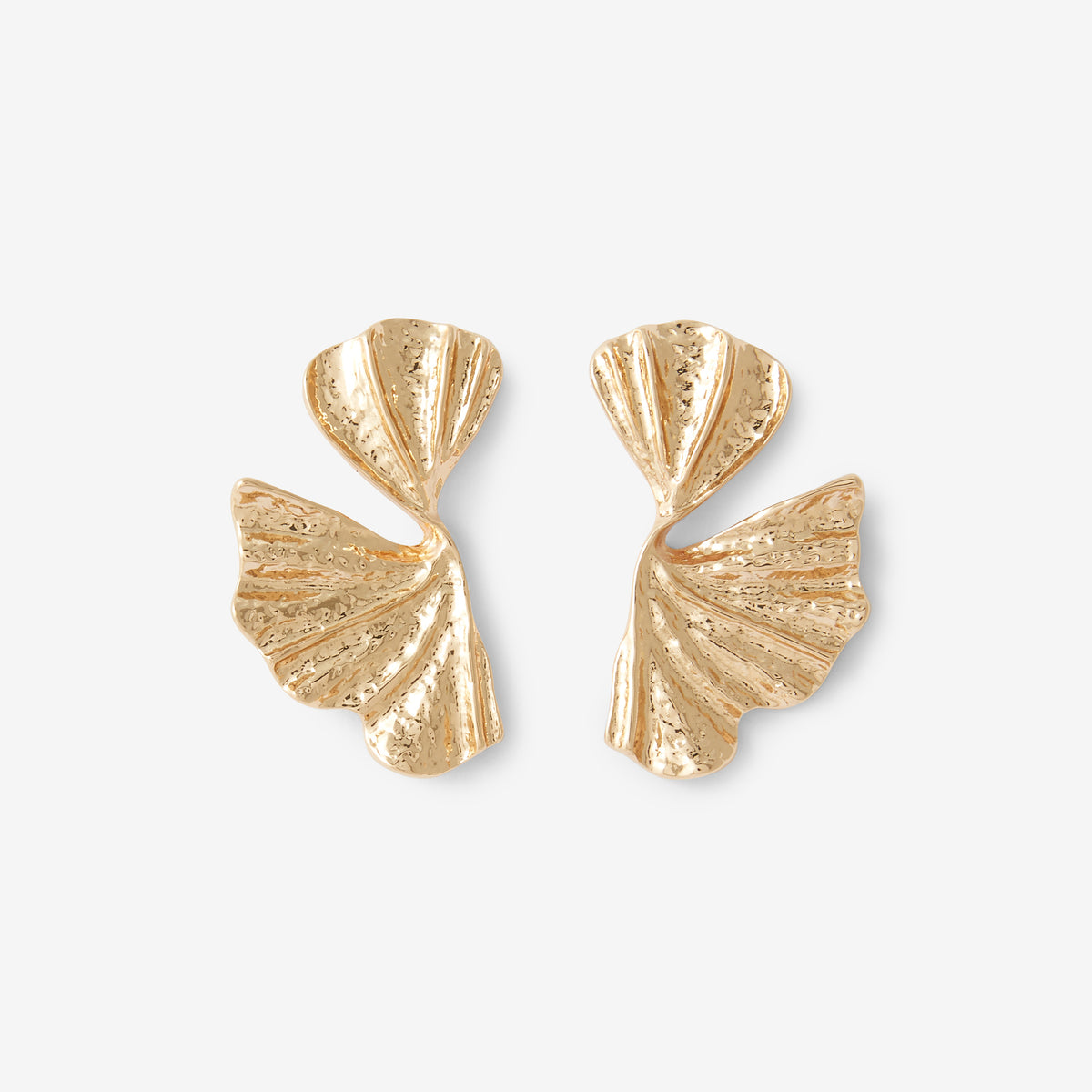 Boucles d’oreilles feuilles martelées dorées