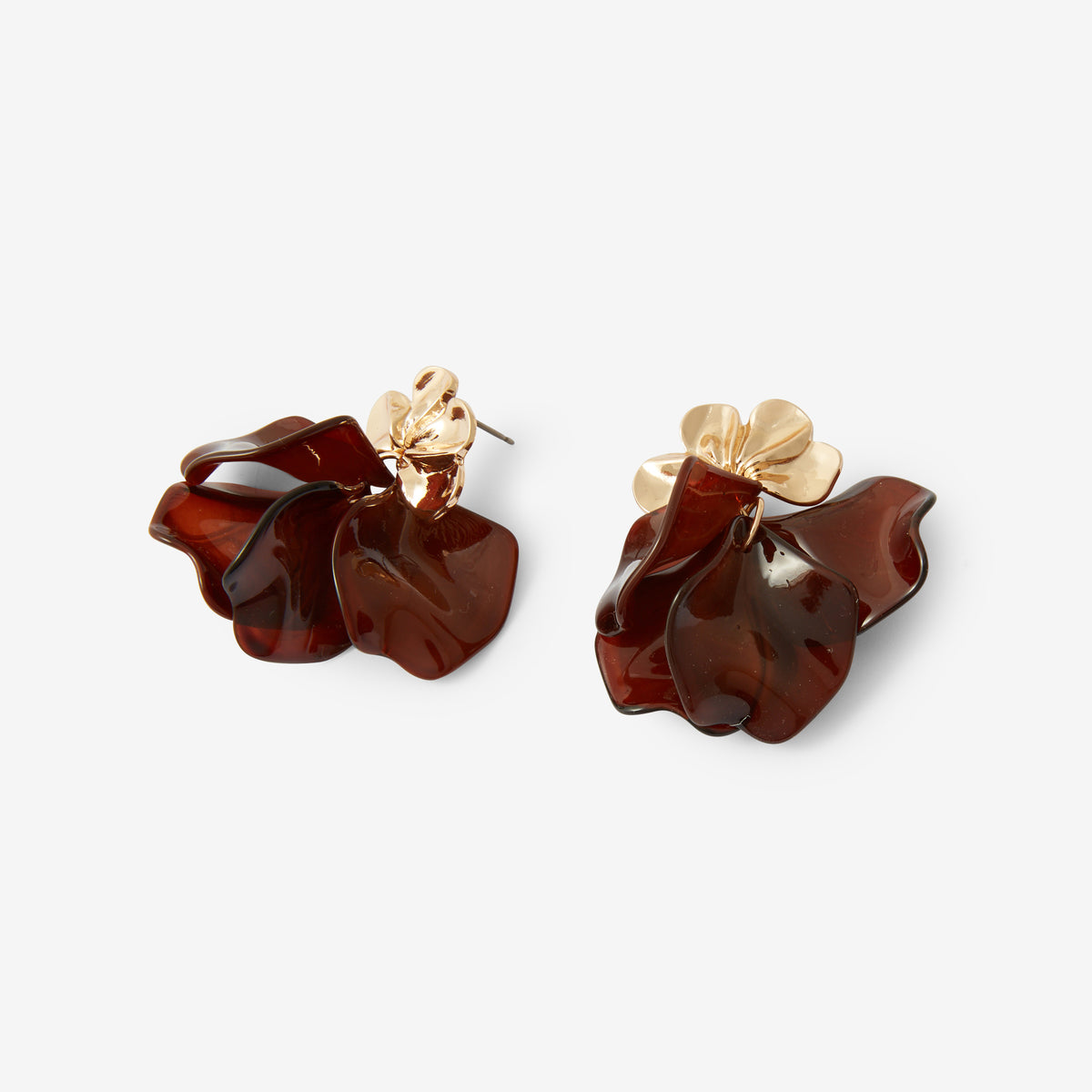 Boucles d'oreilles pendantes à pétales marron