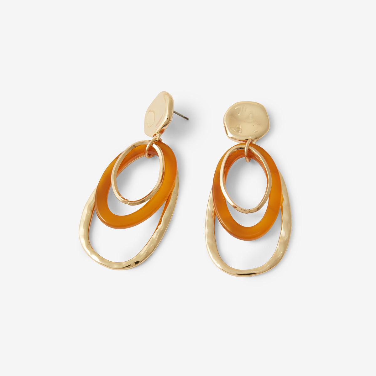 Boucles d'oreilles pendantes ovales coloris moutarde