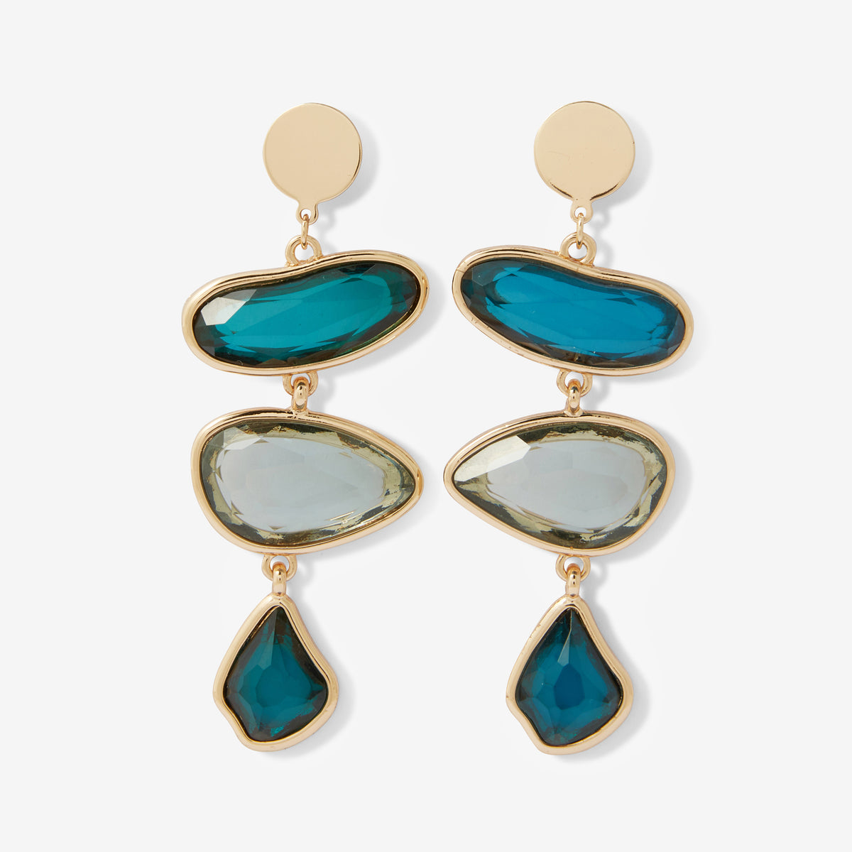 Boucles d’oreilles longues à clips facettes vertes