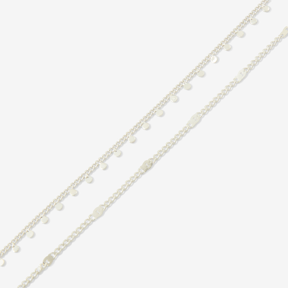 Set x2 chaines fines de chevilles argentées