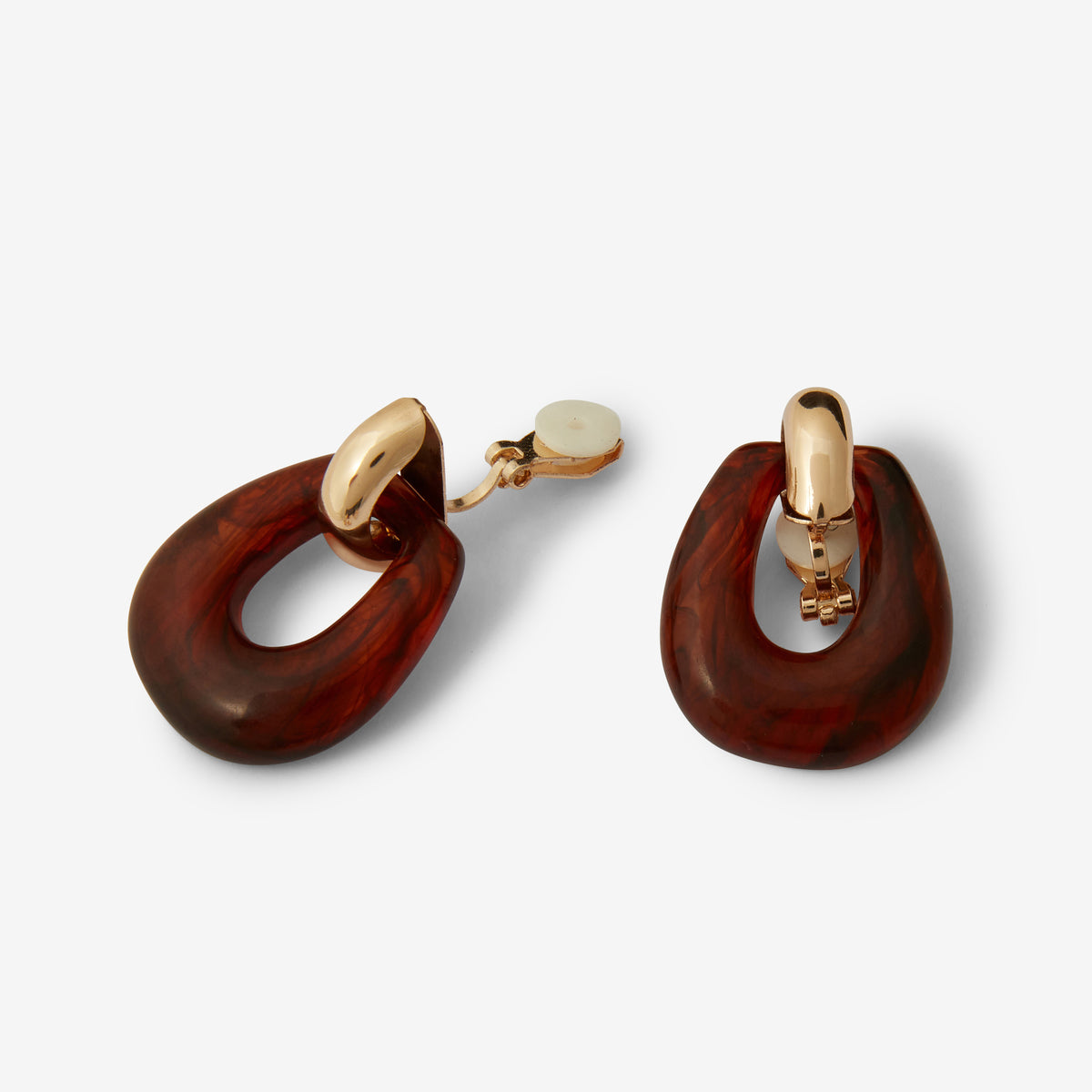 Boucles d'oreilles à clips en résine marron
