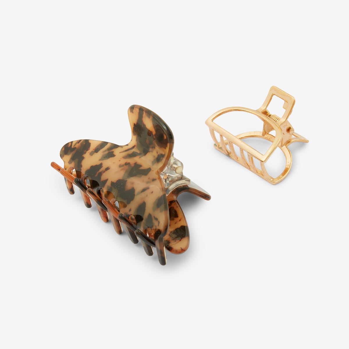 Set de 2 pinces à cheveux résine écaille et métal doré