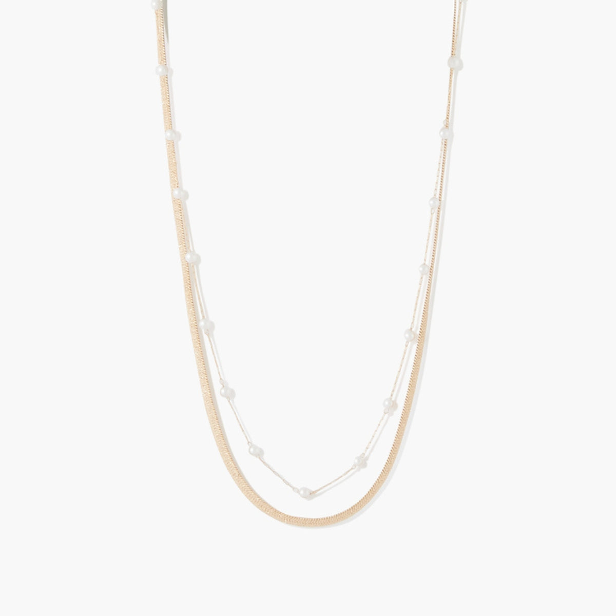 Set de 2 colliers chaine miroir et chaine à perles