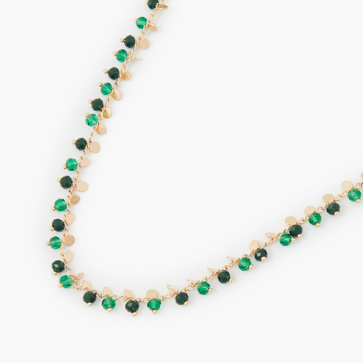 Collier perles à facettes vertes