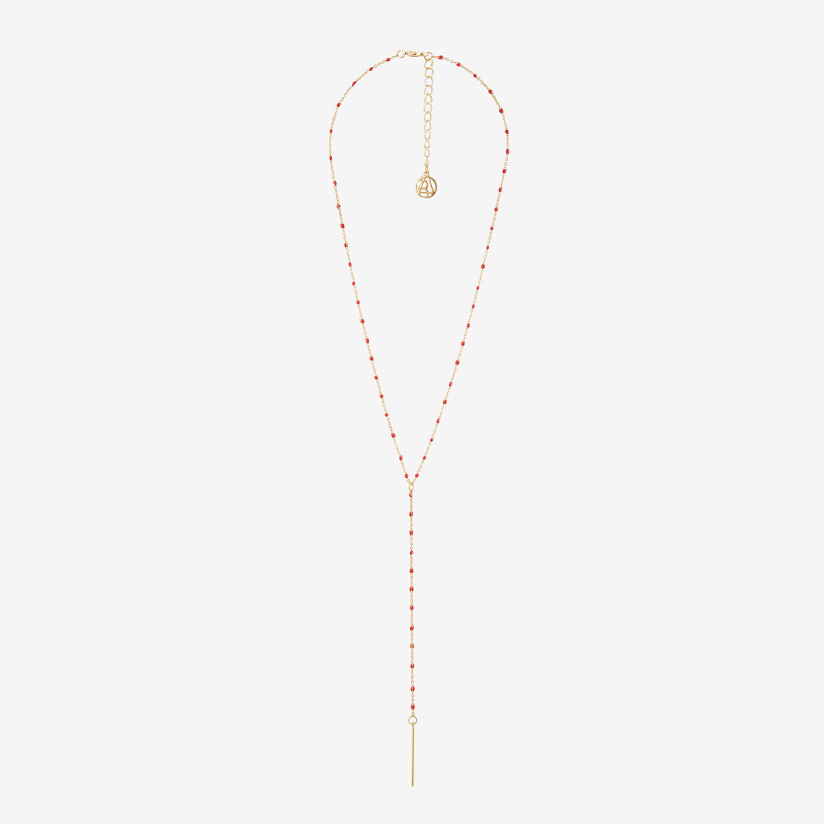 Sautoir Y chaine fine et époxy rouge