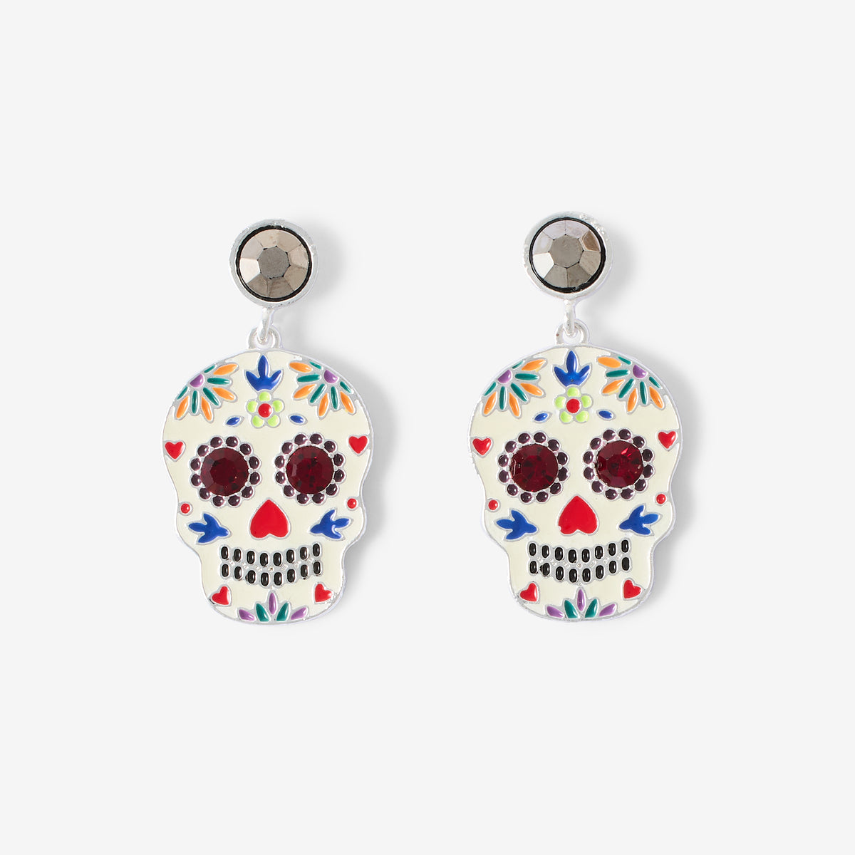 Boucles d'oreilles tête de mort phosphorescente Halloween